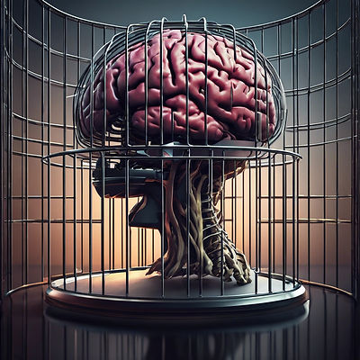 Brain in the cage, futuristic environmen