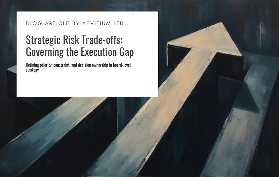 Abstract illustration of multiple arrows diverging and converging, representing strategic decision paths and the governance challenges of managing trade-offs and execution under constraint.