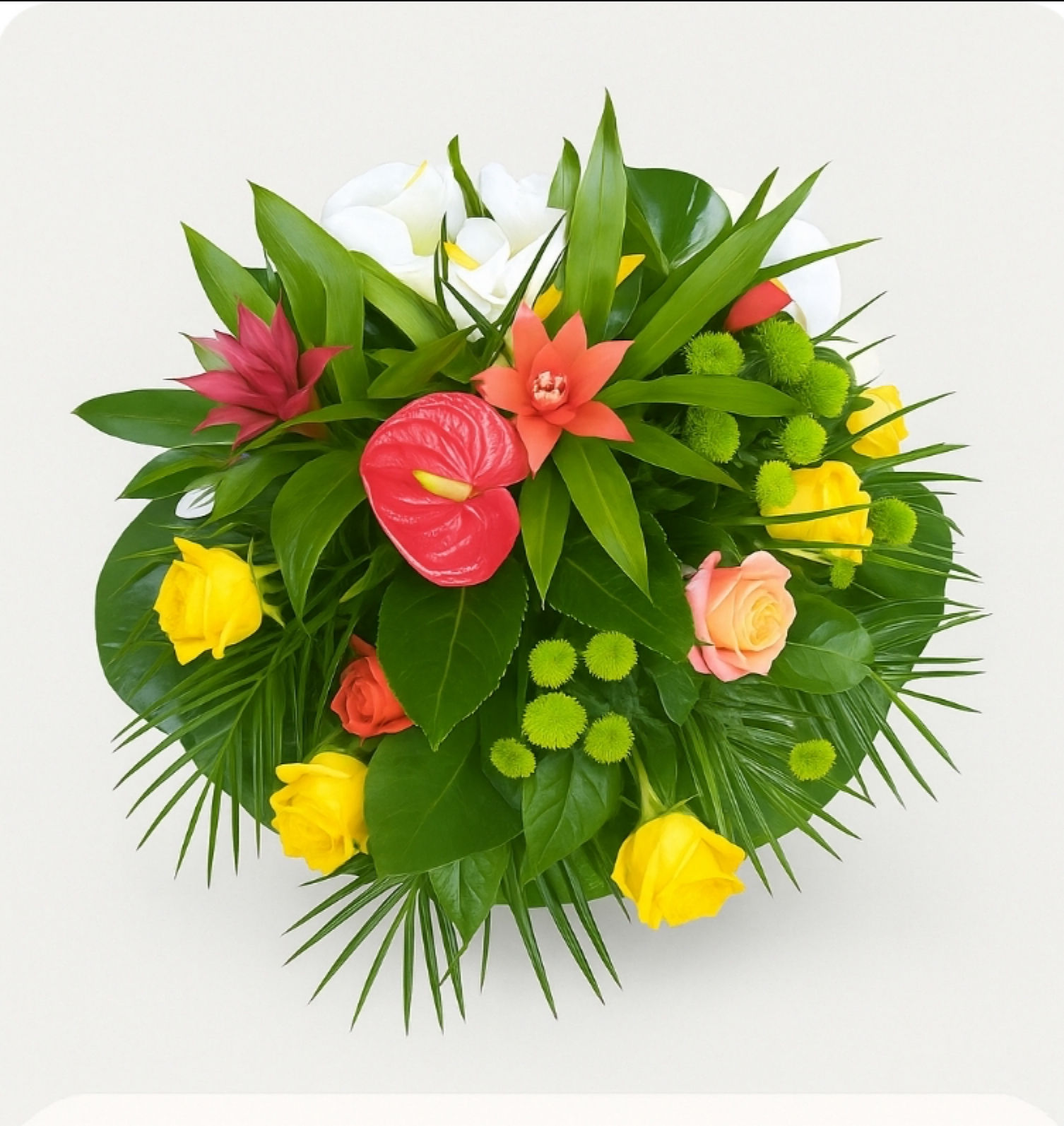 Coussin deuil aux fleurs exotiques