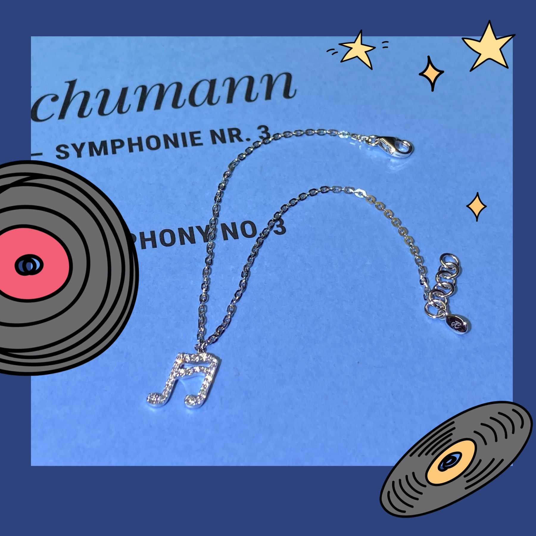 Musical note diamond bracelet, 18K white gold 