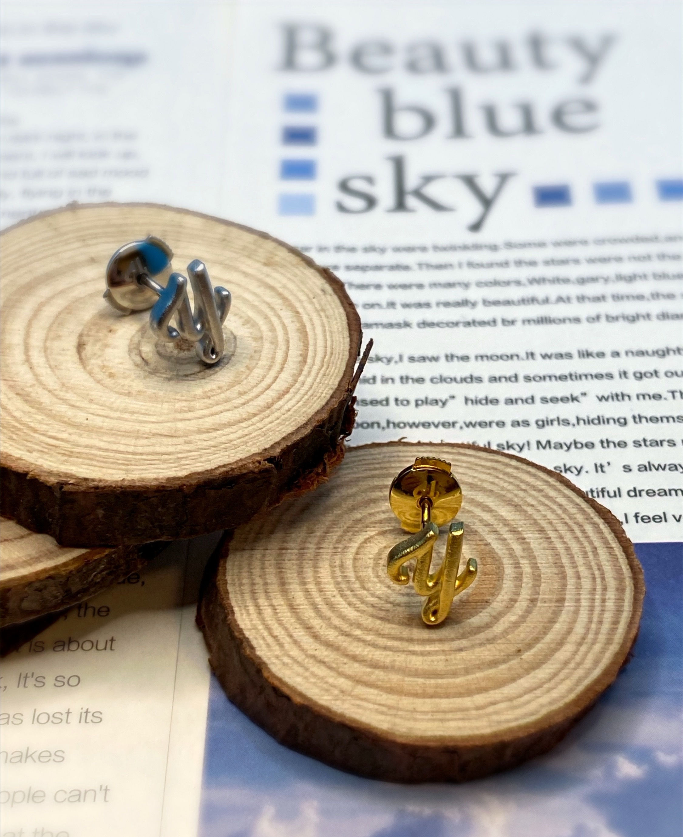 Single stud earring, letter Y, 925 silver