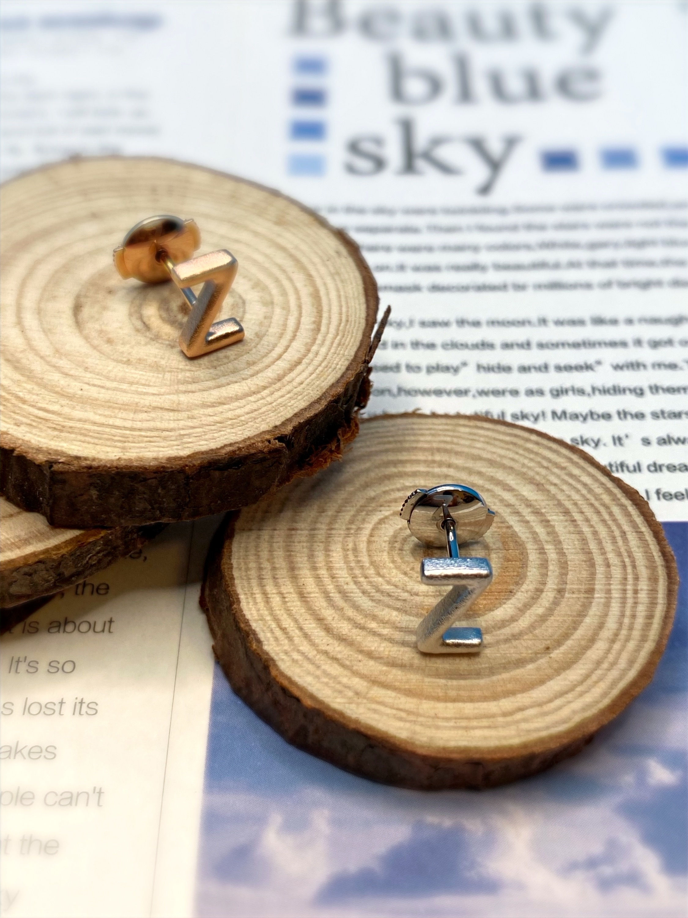 Single stud earring, letter Z, 925 silver