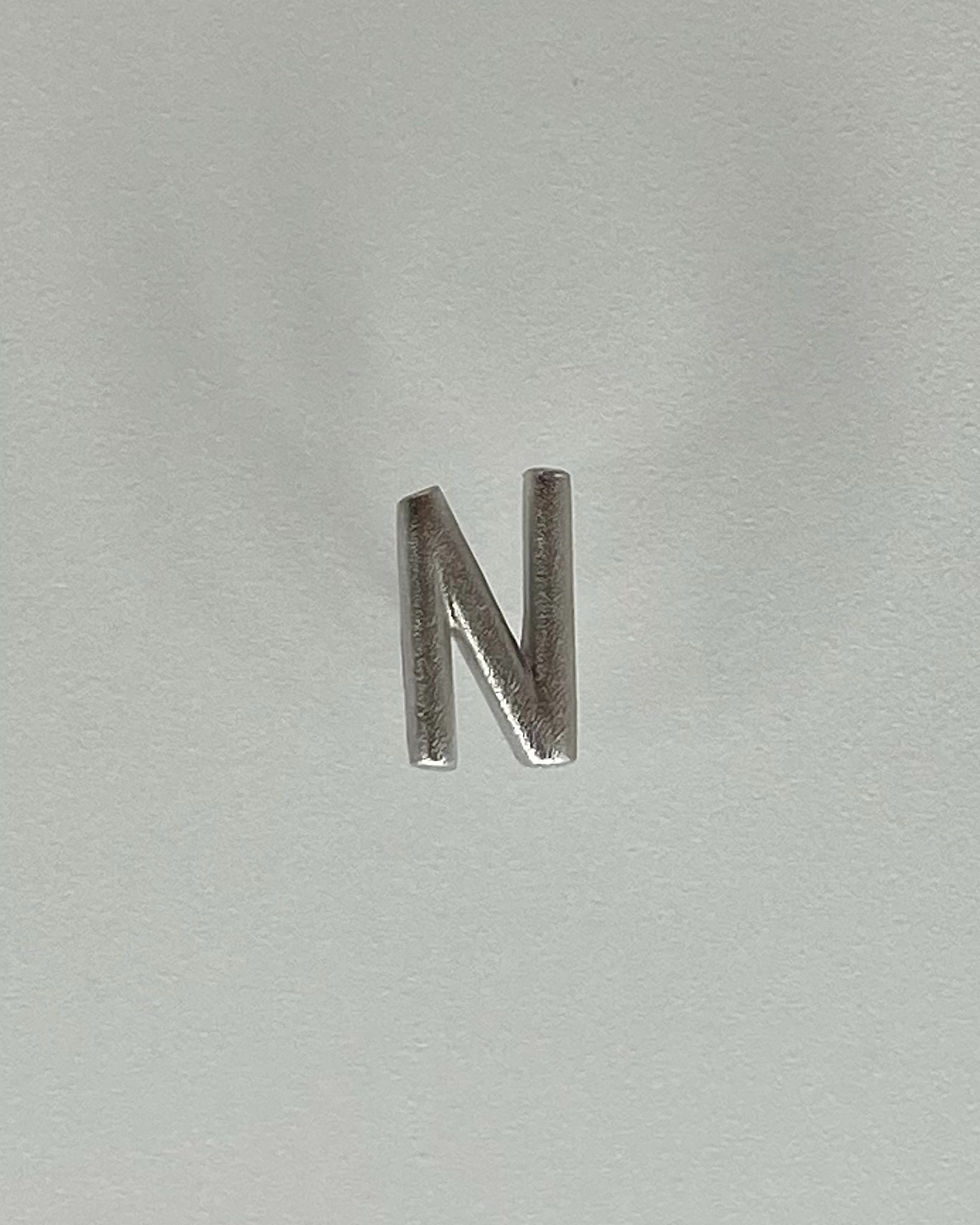 縮圖：Single stud earring, letter N, 925 silver
