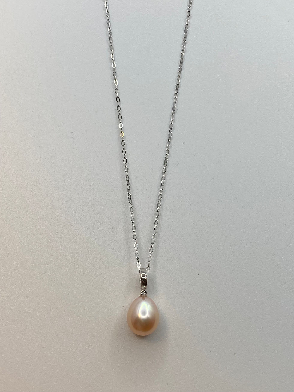 縮圖：Orangy pink fresh water pearl pendant chain