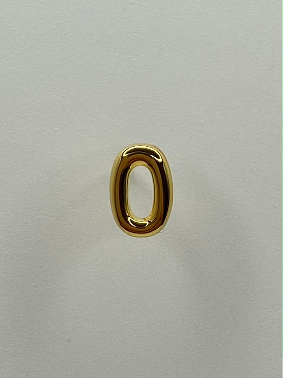 縮圖：Single stud earring, letter O, 925 silver