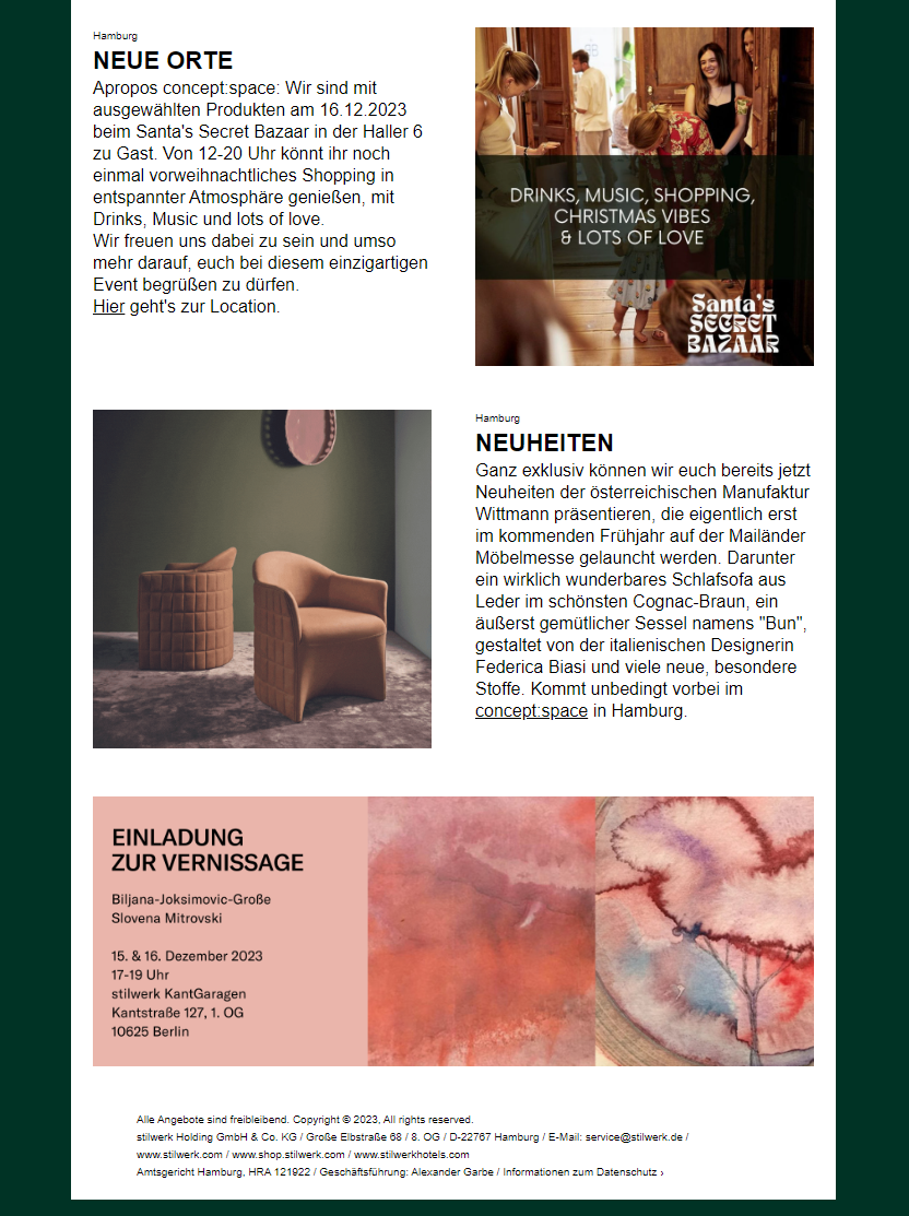 stilwerk Newsletter Banner Werbefläche