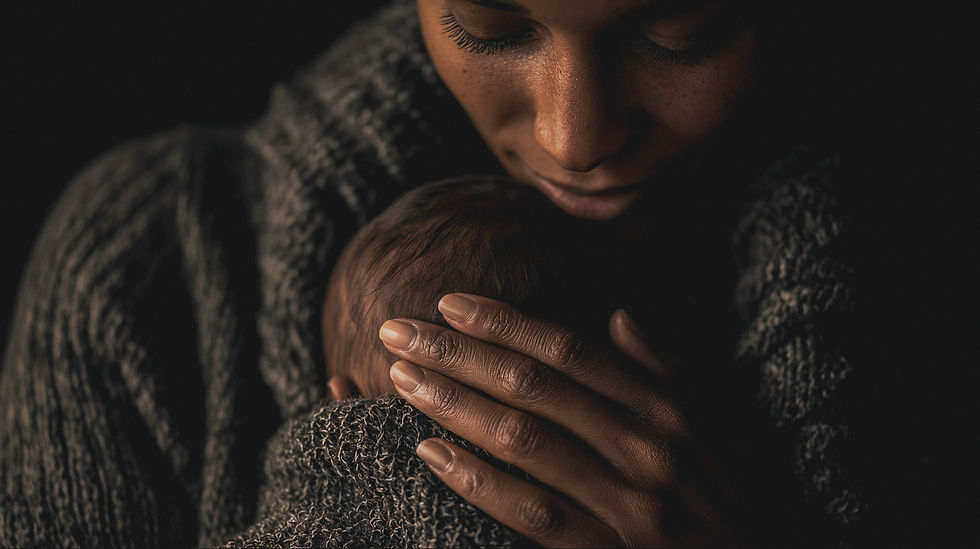 mother holding newborn baby skin to skin with gentle postpartum support