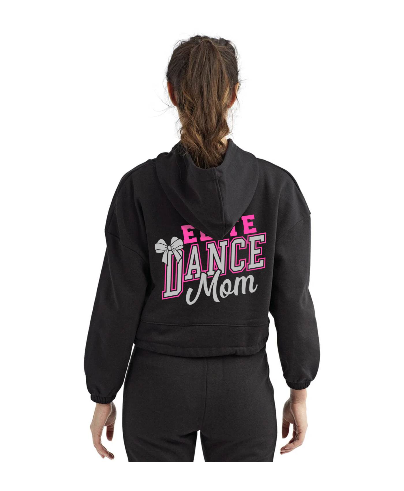 Elite Black Ladies Cropped Hoodie