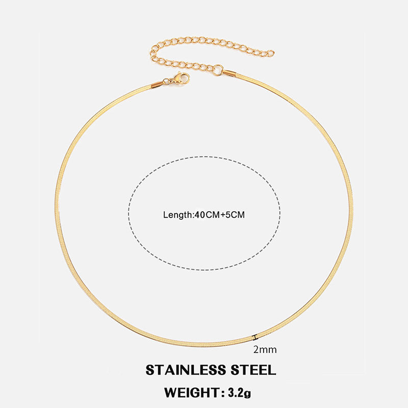 Thumbnail: Hot Classic Unisex Flat Snake Chain Choker Necklace For Women Stainless Steel He