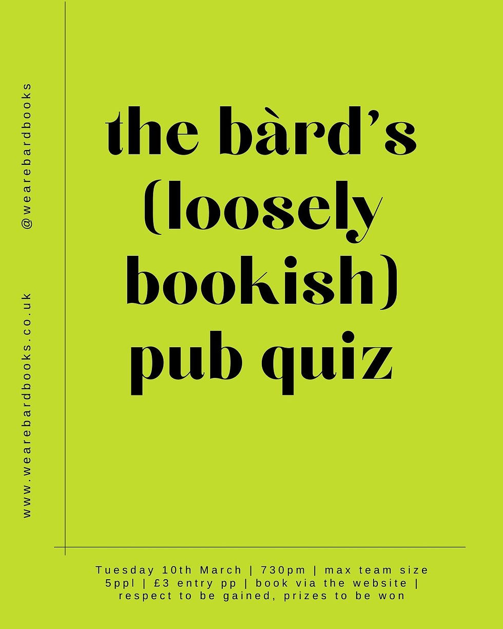 The Loosely Bookish Pub Quiz - March