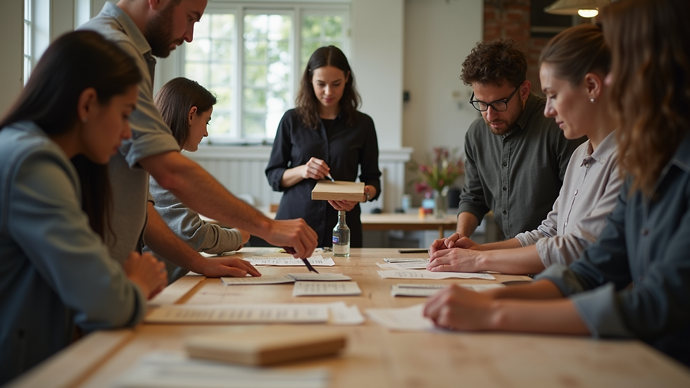 Eye-level view of a community entrepreneurship workshop in progress