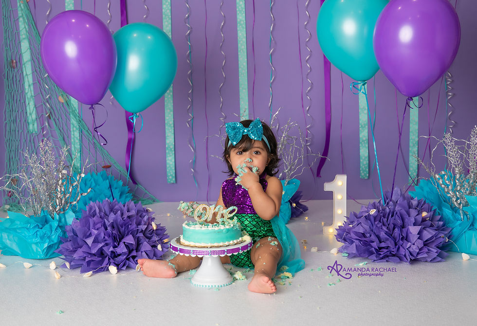 Mermaid Princess First Birthday Cake Smash