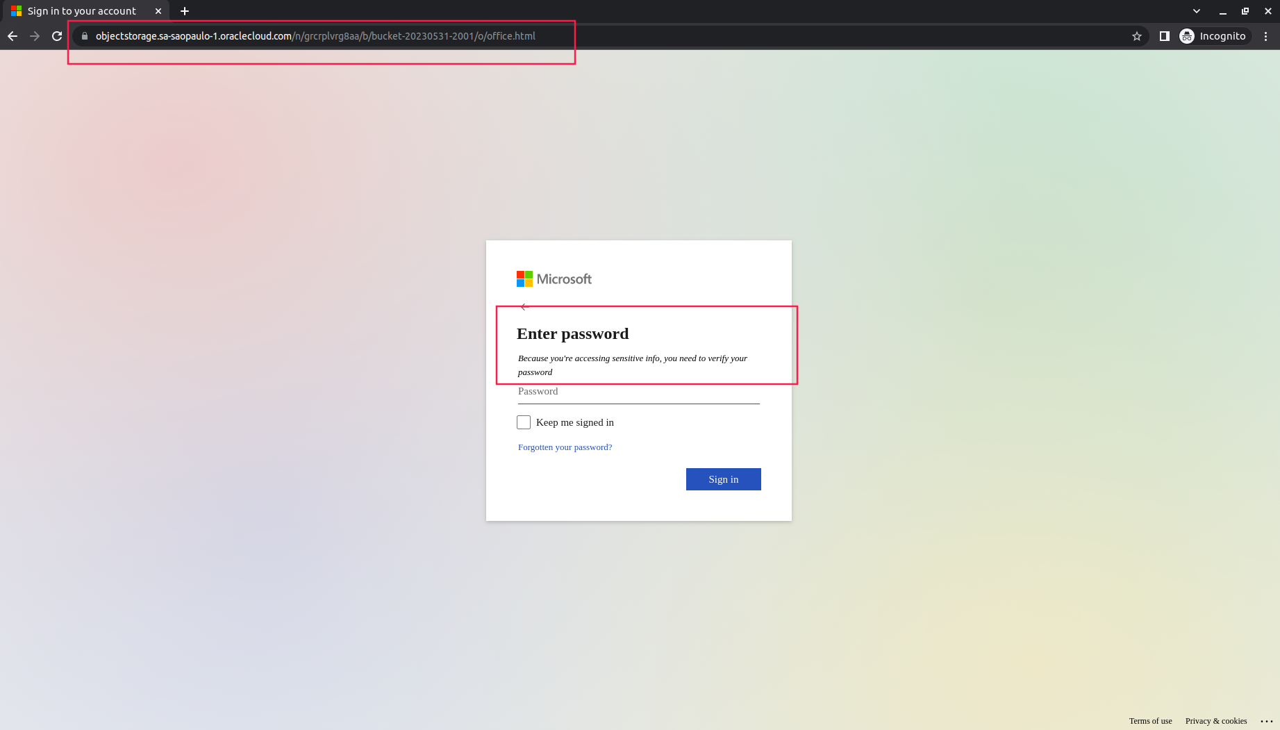 Beware of Microsoft Phishing Page