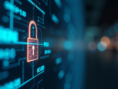 digital, red lock on a black computer monitor