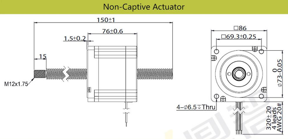 Thumbnail: SIZE 34 (86mm) HYBRID STEPPER MOTOR LINEAR ACTUATOR