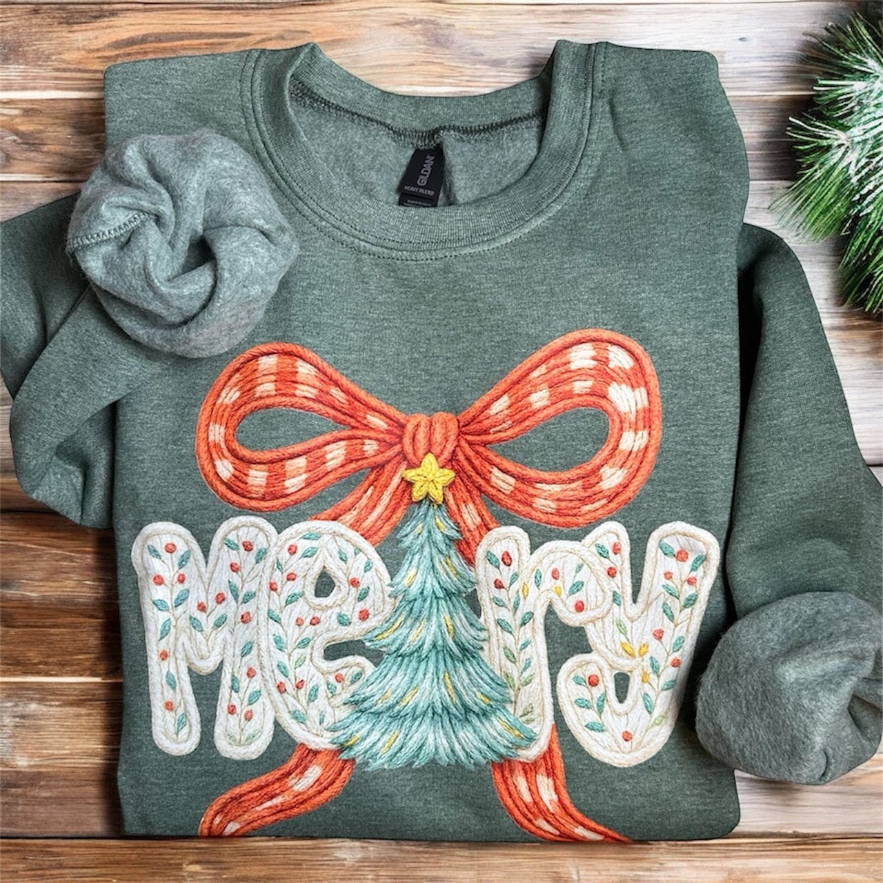 Merry Crewneck with bow - Faux yarn