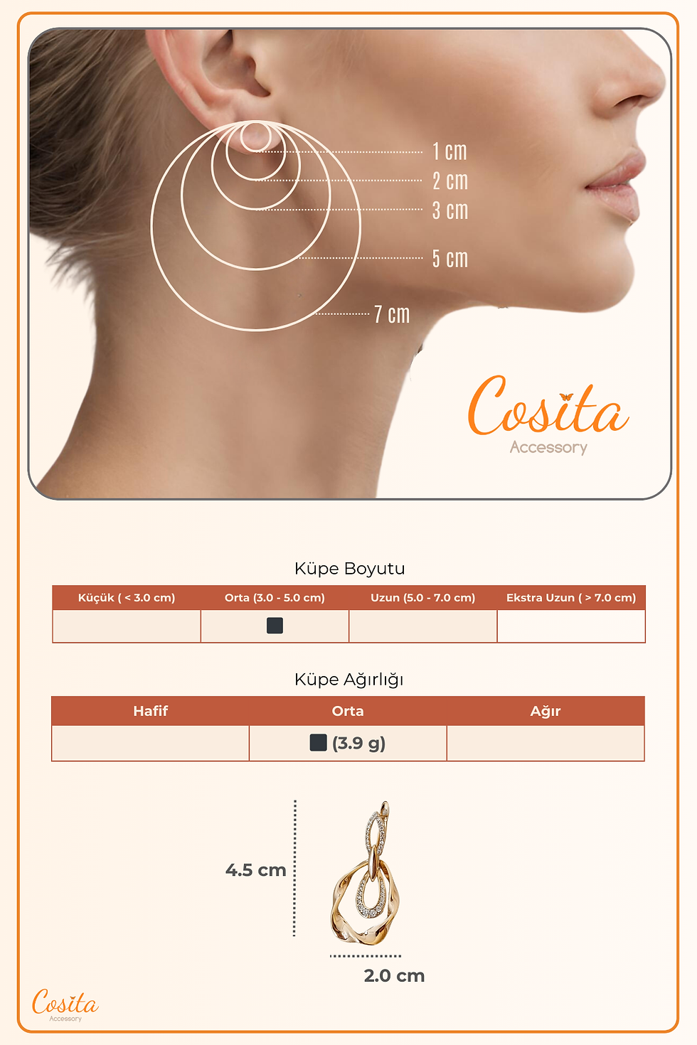 Küçük resim: Dalgalı ve Marquise Detaylı Zirkon Taşlı Modern Şık Gold Renk Küpe
