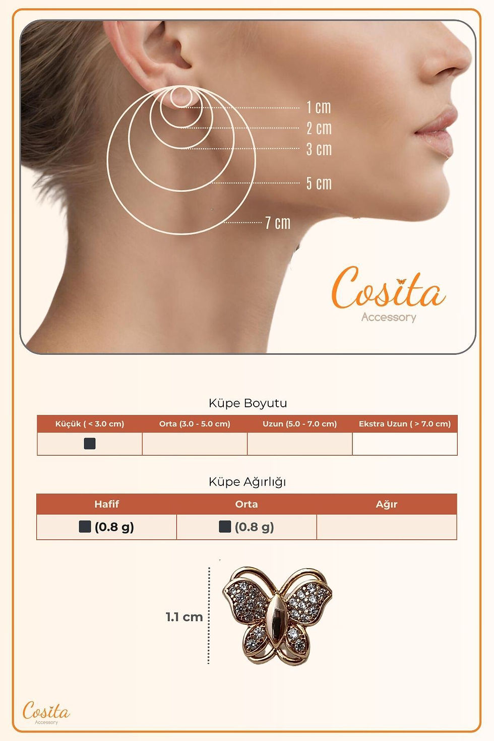 Küçük resim: Zirkon Taşlı Rose Kelebek Motifli Zarif Aksesuar Şık Tasarım Küpe