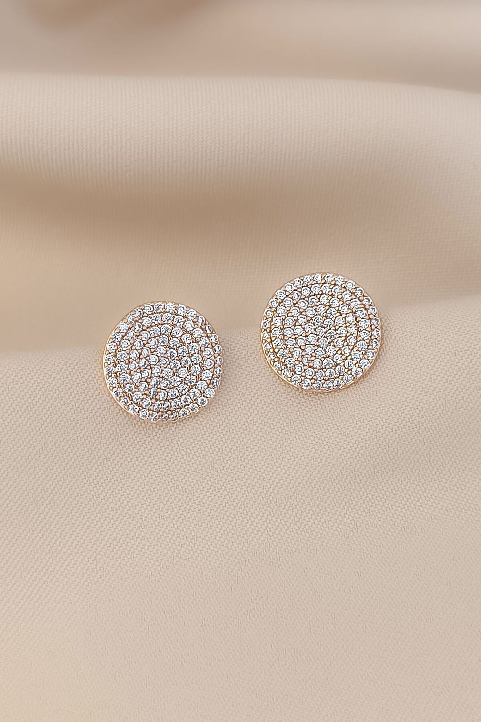 Küçük resim: Daire Düğme Zirkon Taş Modern Rose Renk Küpe