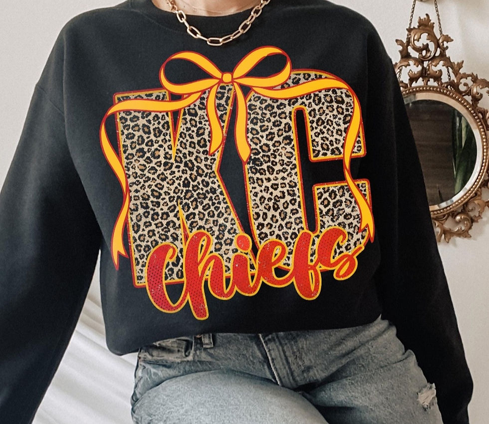 Thumbnail: KANSAS CITY CHIEFS superbowl leopard bow crewneck sweatshirt 