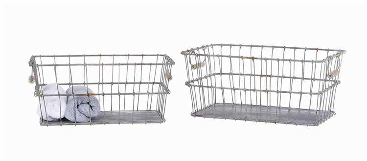 Thumbnail: Metal Storage Baskets with Wood Handles (Set of 2)