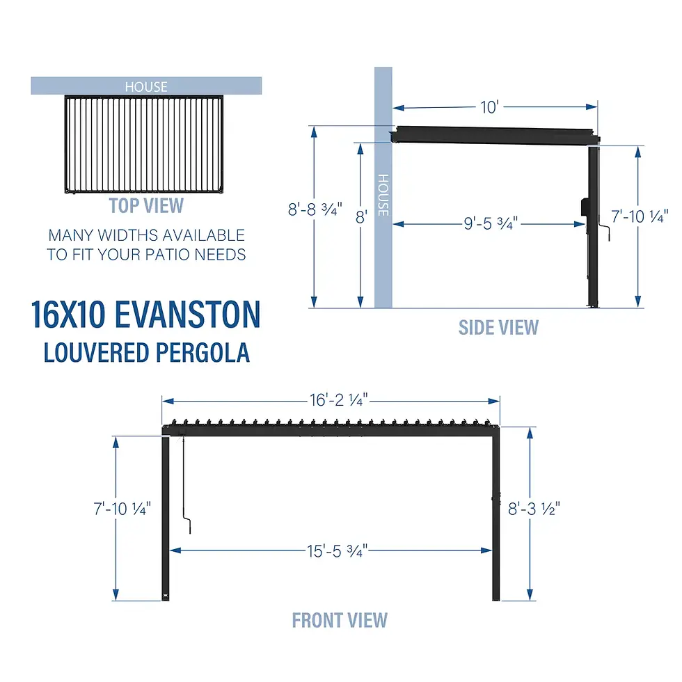 Thumbnail: 16x10 Evanston Wall Mounted Louvered Pergola Installation included