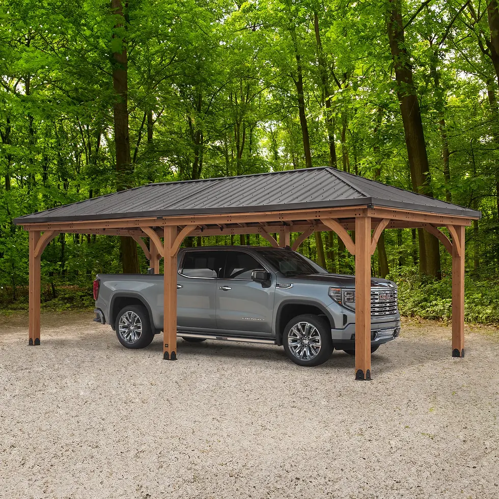 Thumbnail: 24x12 Barrington Carport/Gazebo Cedar structure with galvanized steel roof