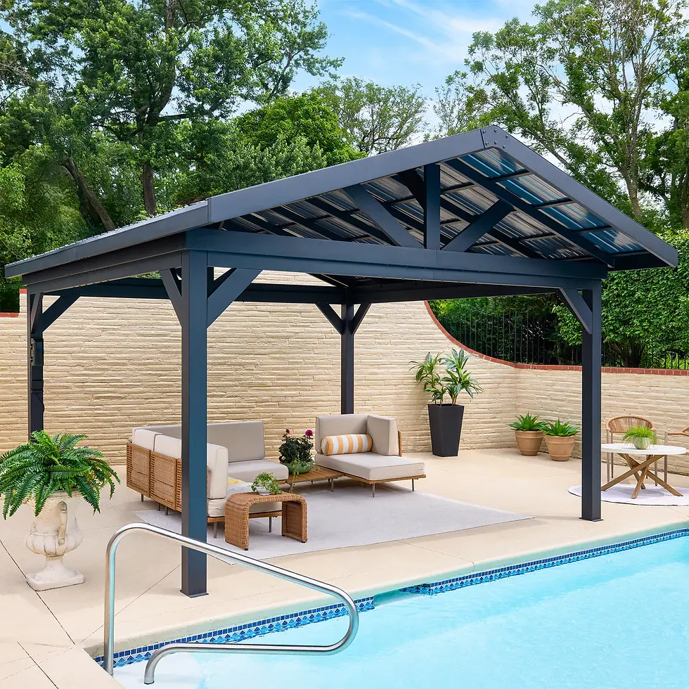Long lasting gazebo, shade by the pool