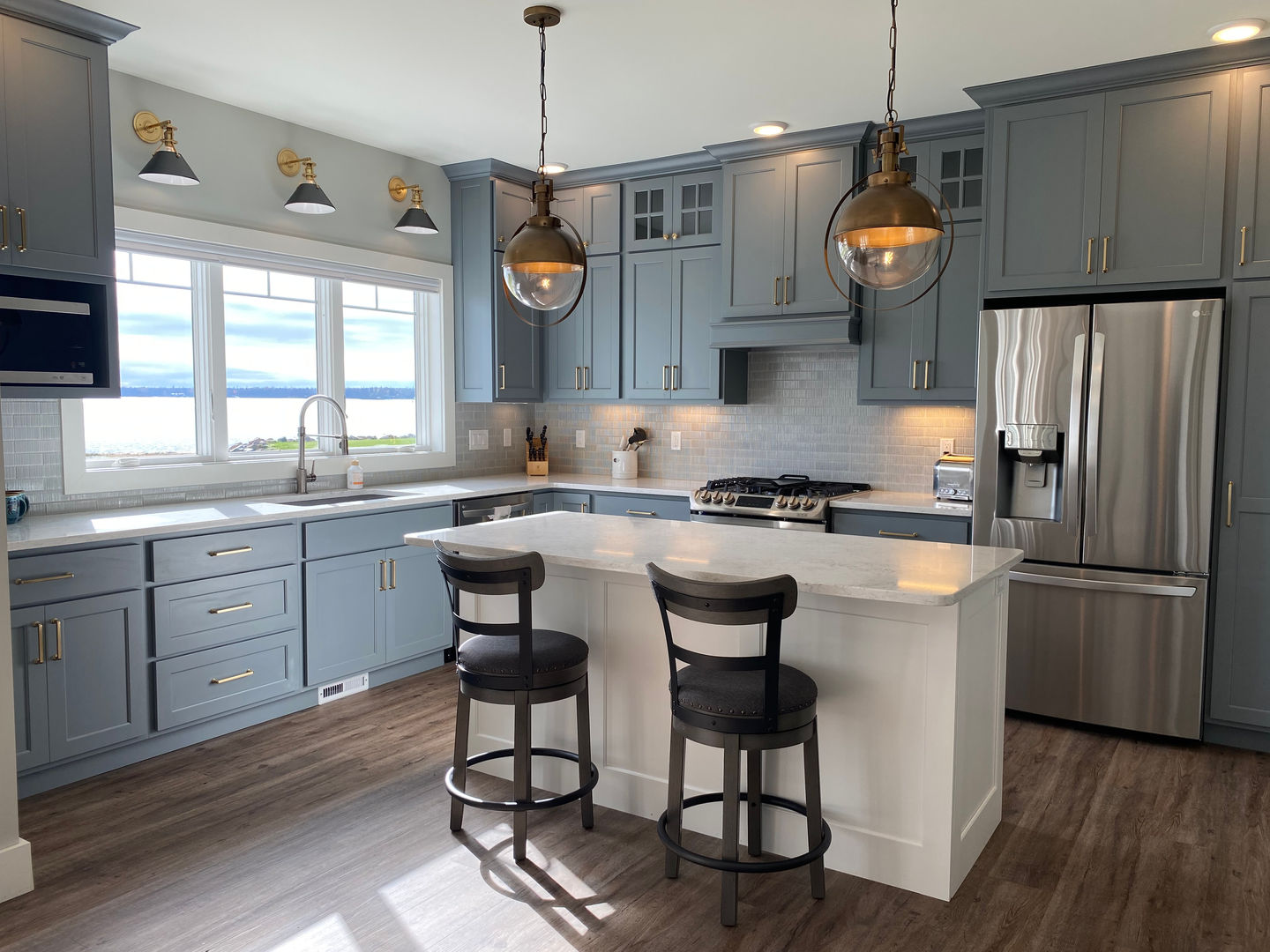 Lakehouse Kitchen with Blue and white cabinetry