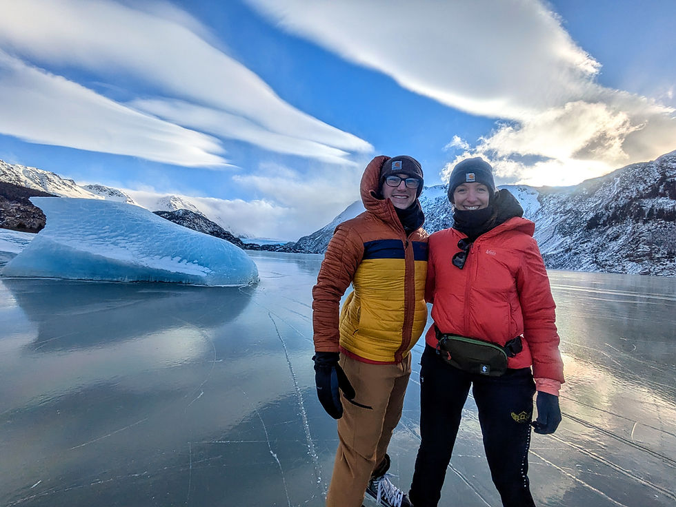 Nick and his wife Jessica enjoying the smooth ice of Grewingk Lake
