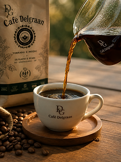 Xícara de Café Delgraan representando a etapa final do plantio à xícara