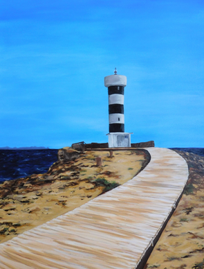 art painting of animals and scenes from Mallorca mixed media including coffee by artist Sabine Bierau