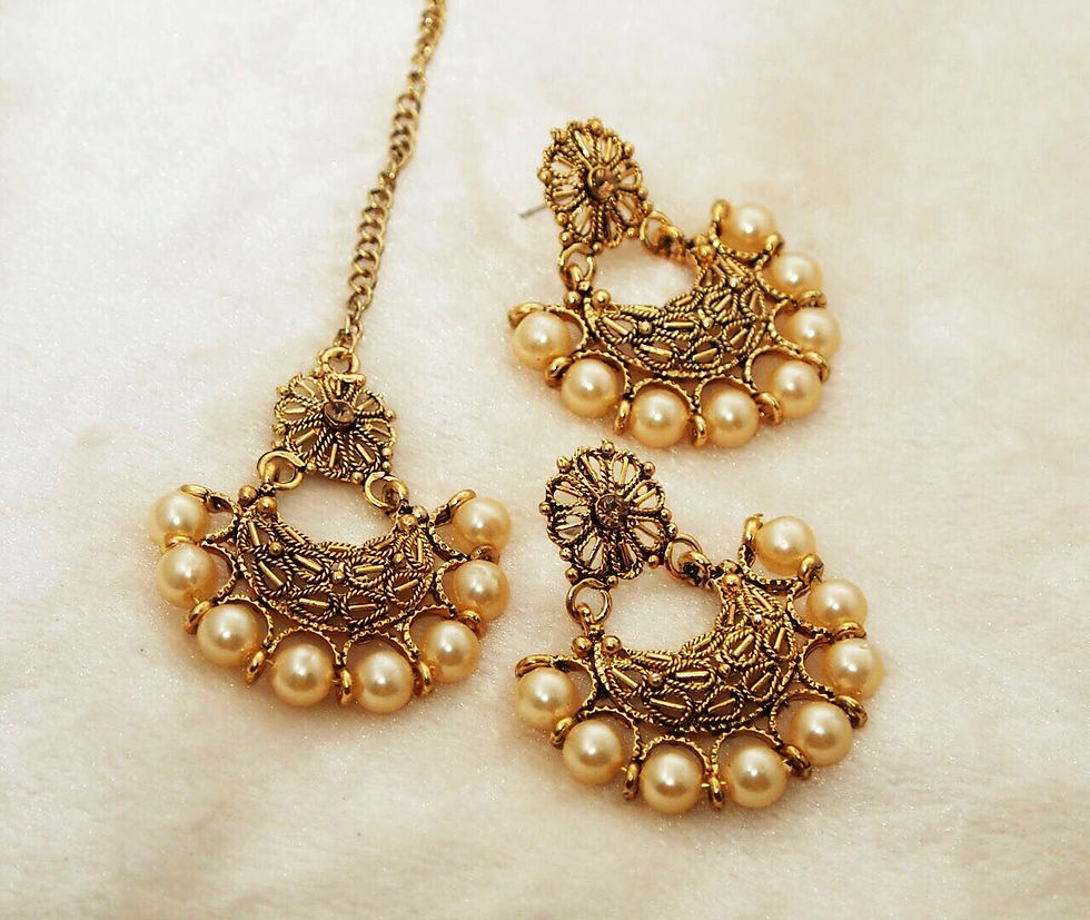 Beautiful pair of earrings with mangtika