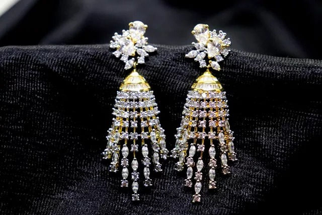 Very beautiful and light weighted Cubic Zirconia earrings with warranty
