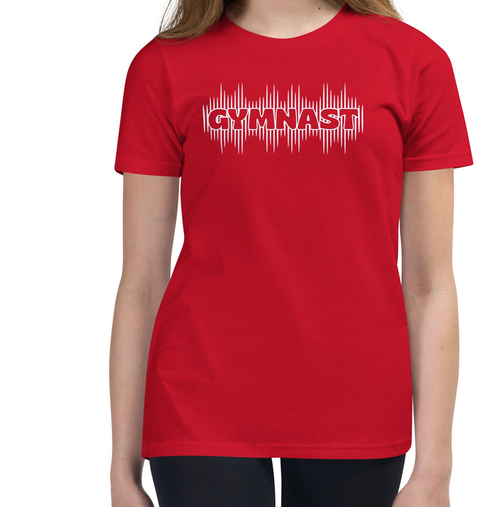 Thumbnail: Gymnast short sleeved t-shirt with a simple gymnast bubble letter design.