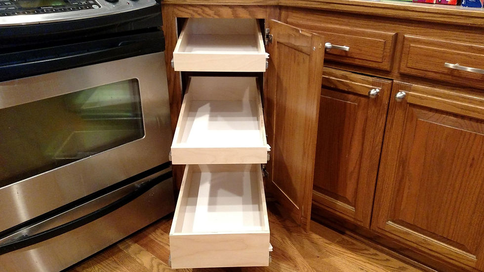 Replace lazy-susan with 3 pullouts