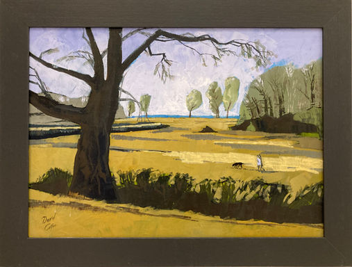 Sunday afternoon walk - framed acrylic and oil