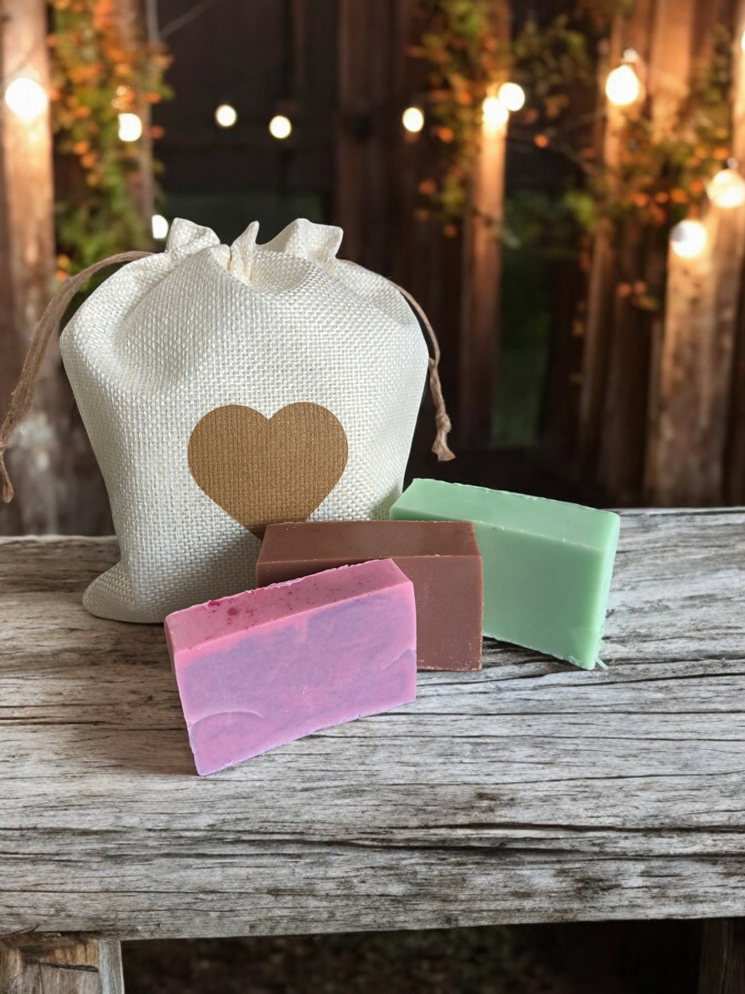 Autumn Goats Milk Soap Gift Set: Handmade Shea Butter Soaps in Hessian Bag