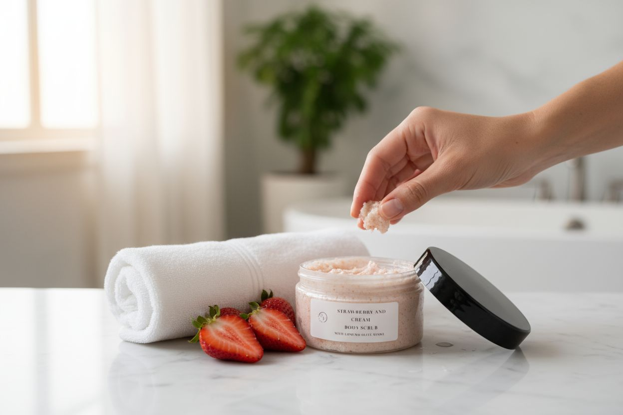 Strawberry and Cream Body Scrub, Gentle Foaming Whipped Scrub