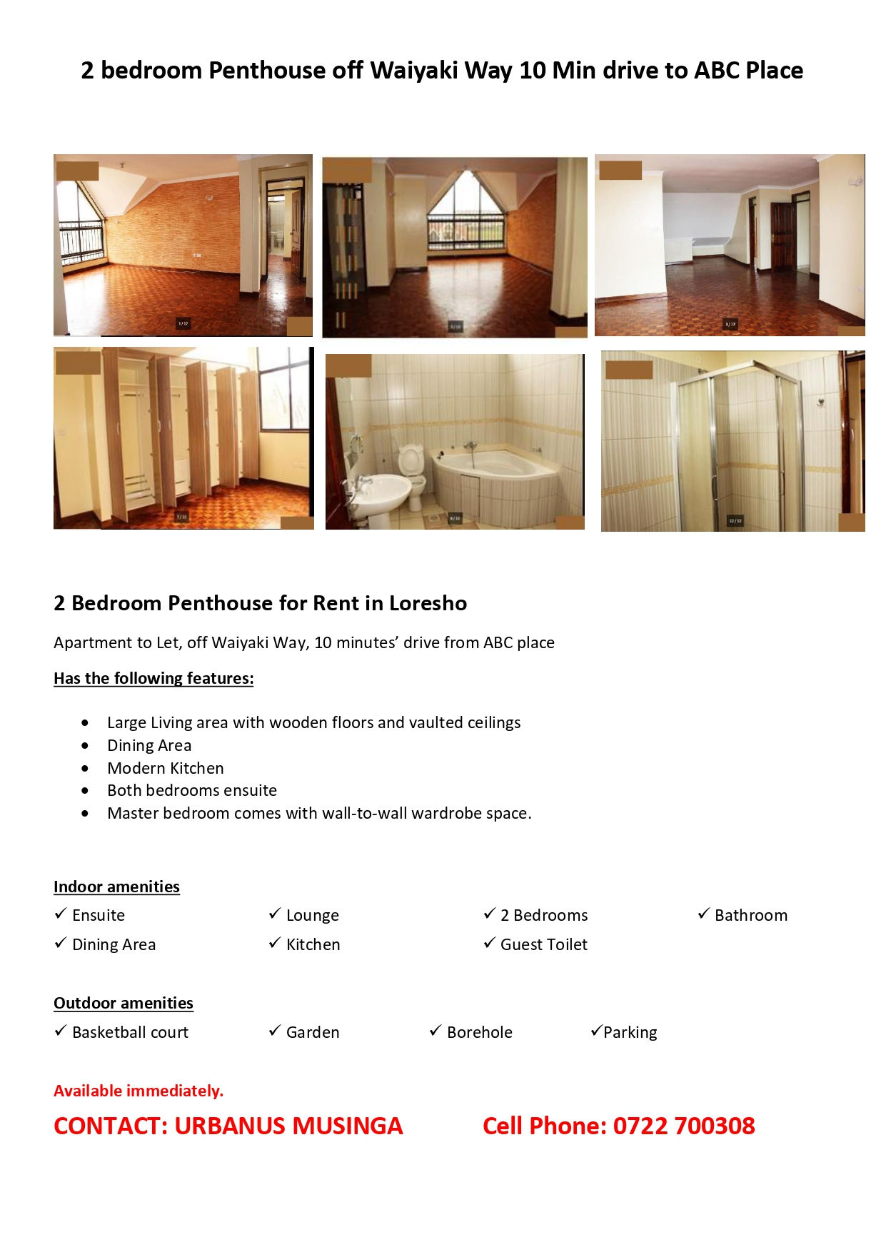 2 BEDROOM PENTHOUSE LORESHO