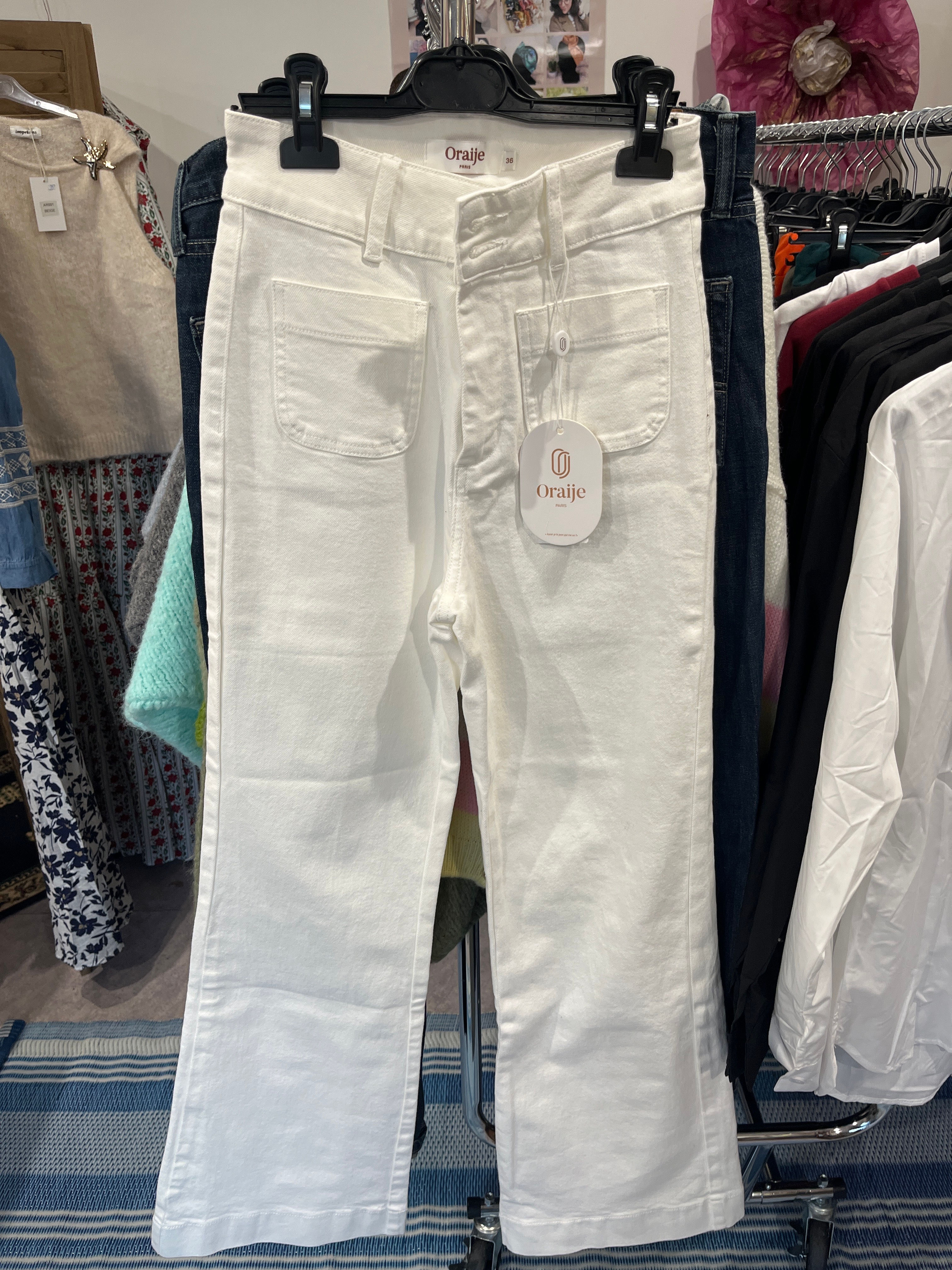 Jeans blanc poche wideleg