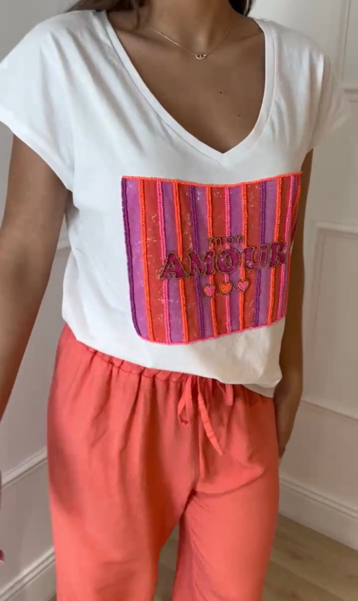 t shirt amour perles 
