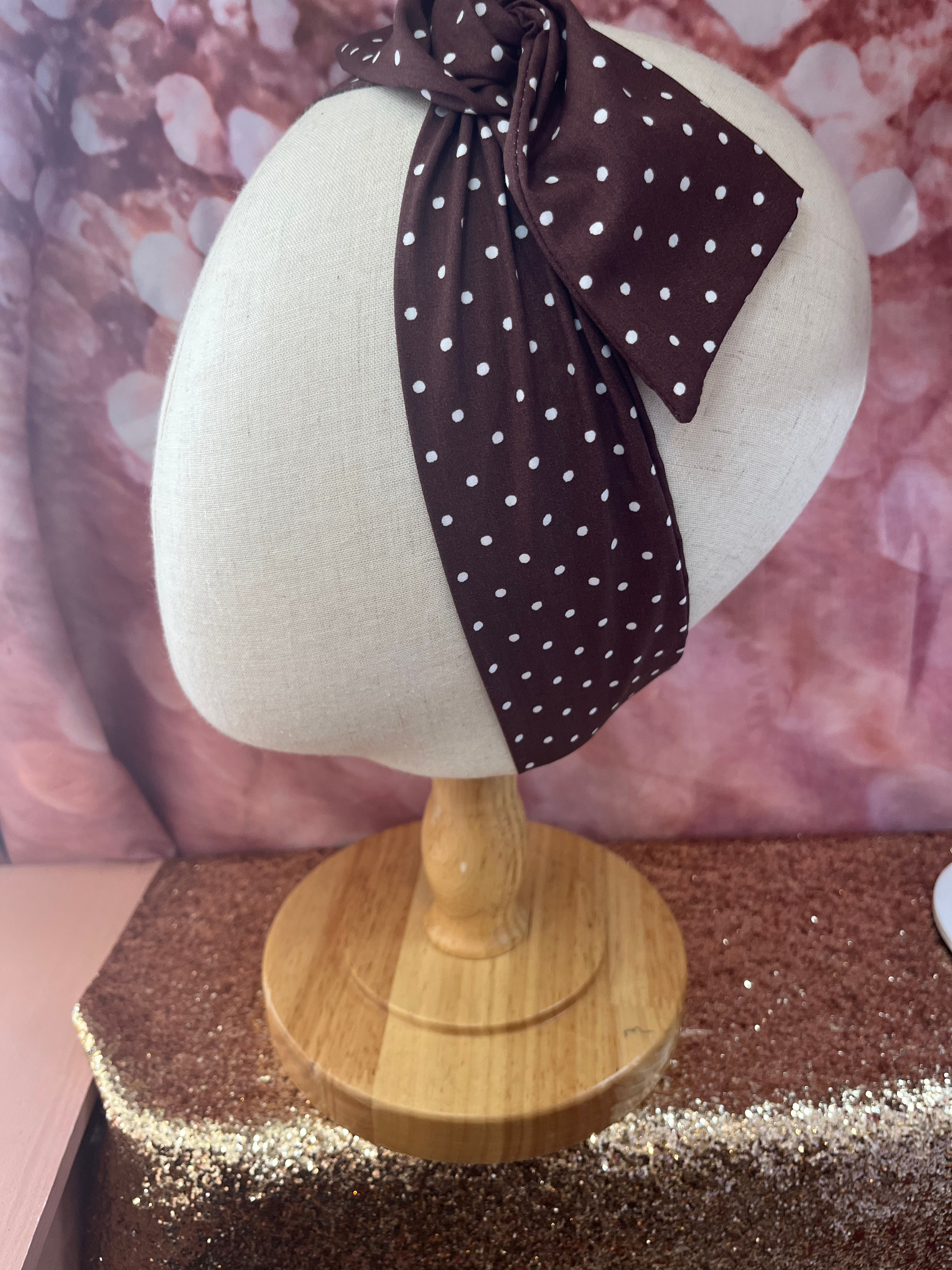 Bandeau pois marron