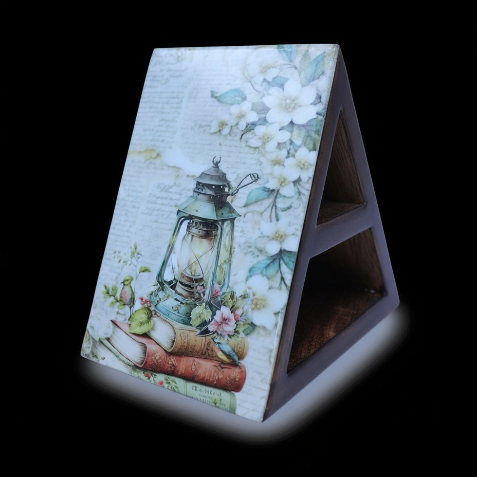 Thumbnail: Mango Wood Resin Book Stand | Triangle Shelf | Handmade Decorative Organ