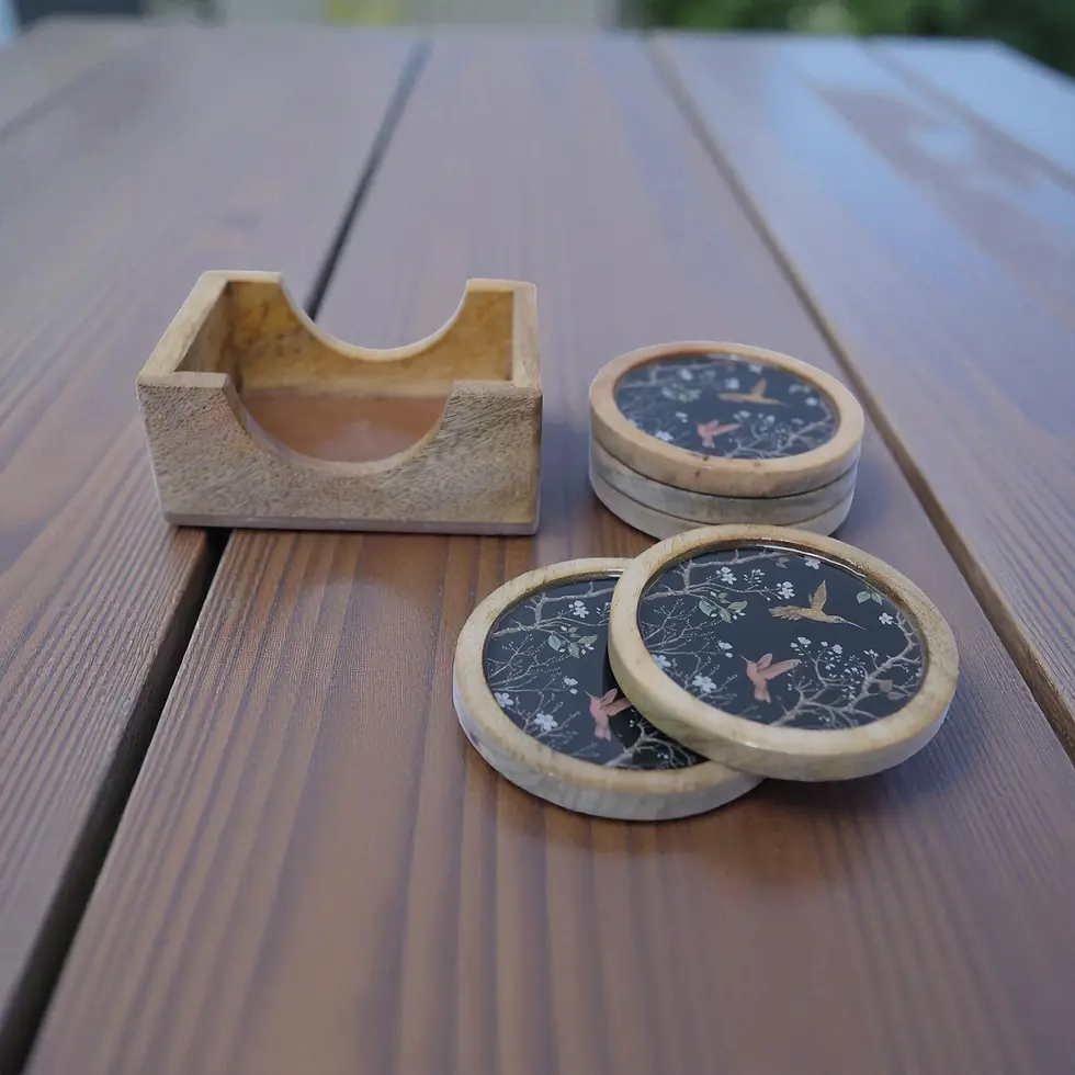 Thumbnail: Handcrafted mangowood resin coater set of five
