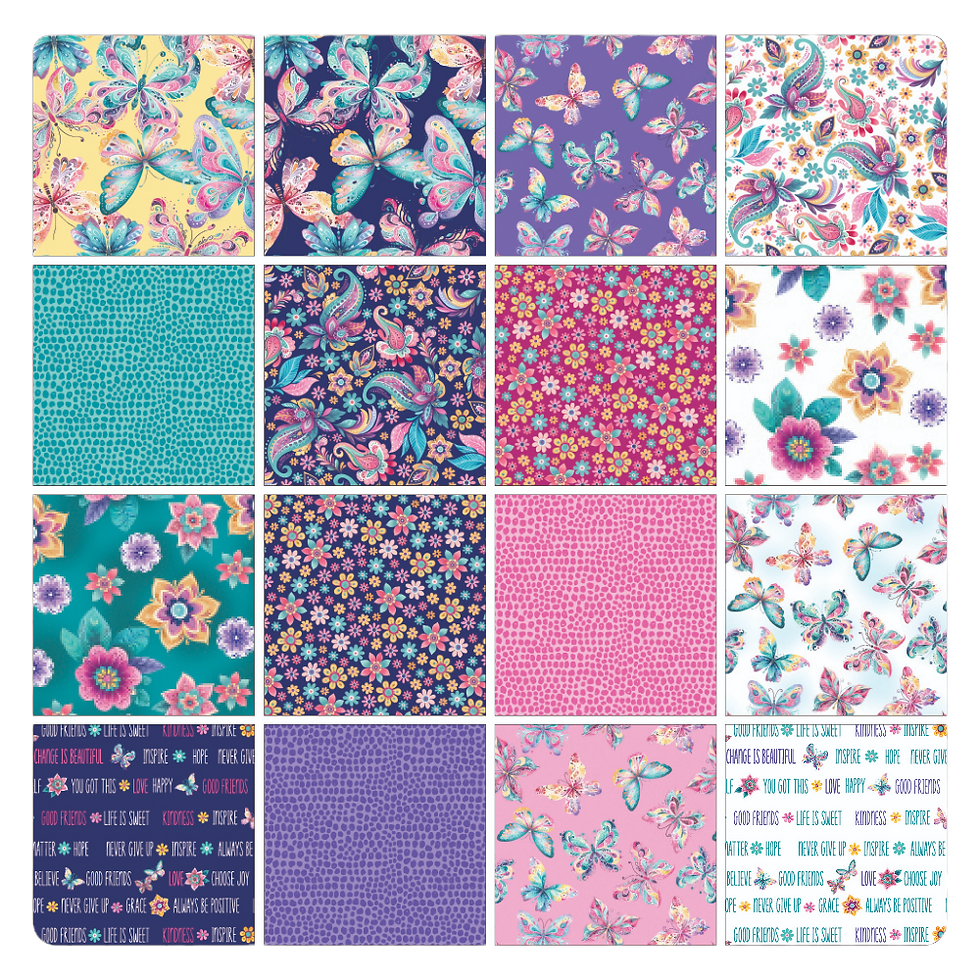 Thumbnail: Collection swatches of Faith & Grace 10x10 by Nicole DeCamp for Benartex