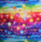 Bubble Pops Wide Back Fabric Multi color bright stripes and bubbles
