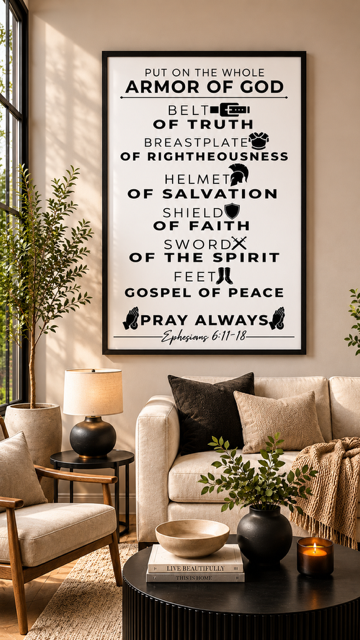 Thumbnail: Armor of God Wall Art - Black & White