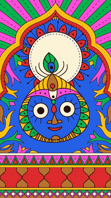 llustration and storyboard artwork created for Snapchat celebrating Rath Yatra, one of India's most iconic festivals, featuring Lord Jagannath's chariot procession, devotion, movement, and community celebration through dynamic visual storytelling.